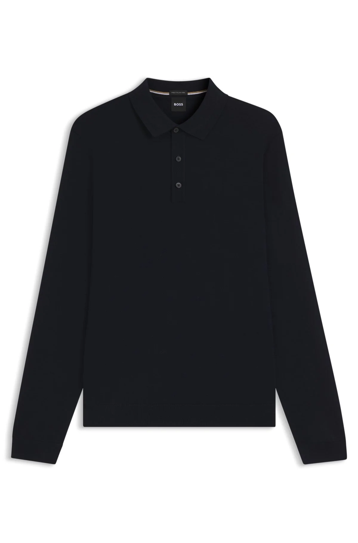 SLIM-FIT SWEATER IN MERINO WOOL WITH POLO COLLAR - 1