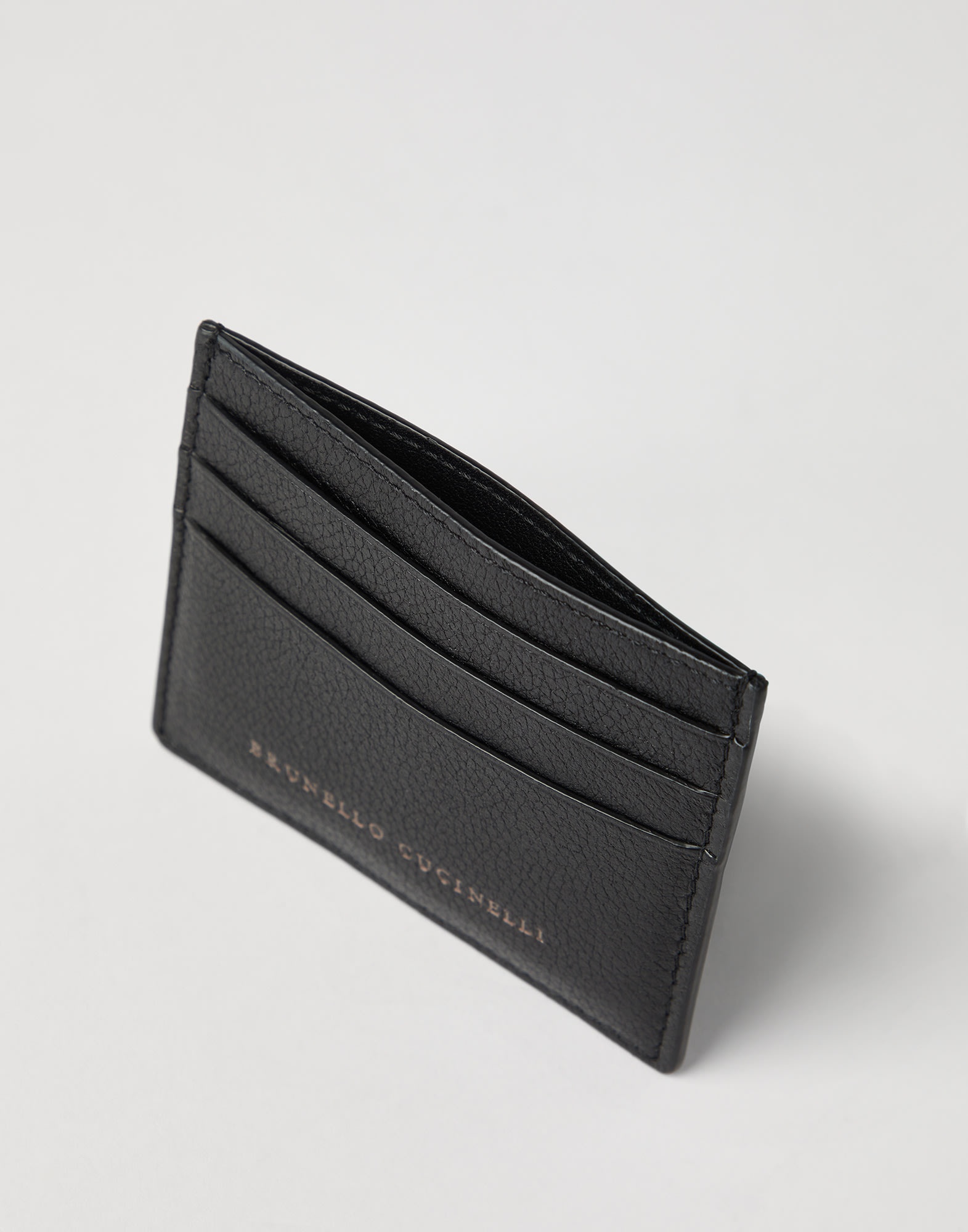 Grained leather card case - 3