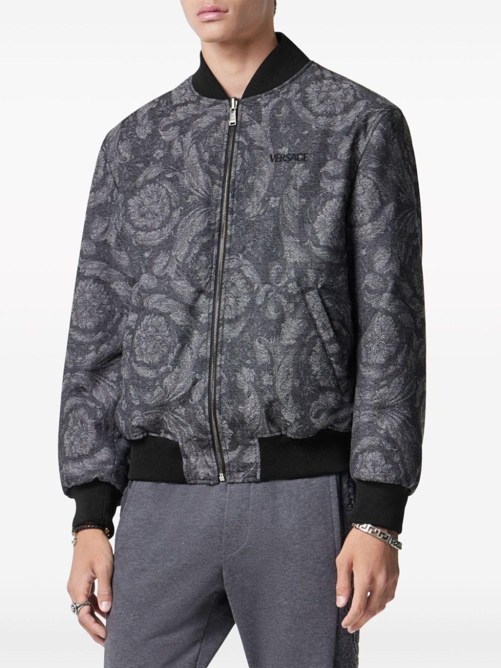 reversible logo-embroidered bomber jacket - 3