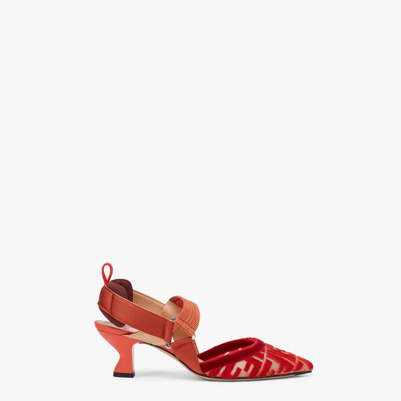 Red micromesh slingbacks with a medium heel 1
