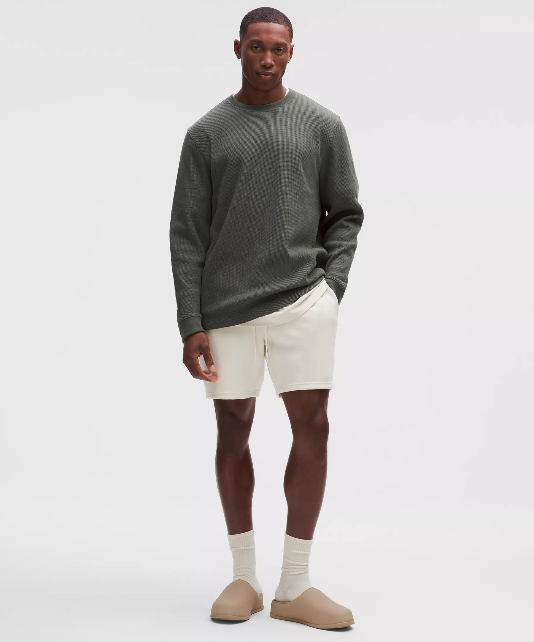 Cotton-Blend Waffle Knit Long-Sleeve Shirt - 1