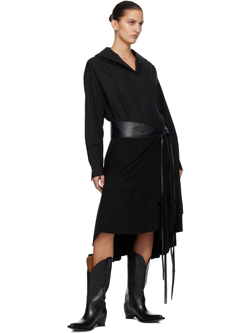 AARON ESH Black Jersey Wrap Midi Skirt outlook