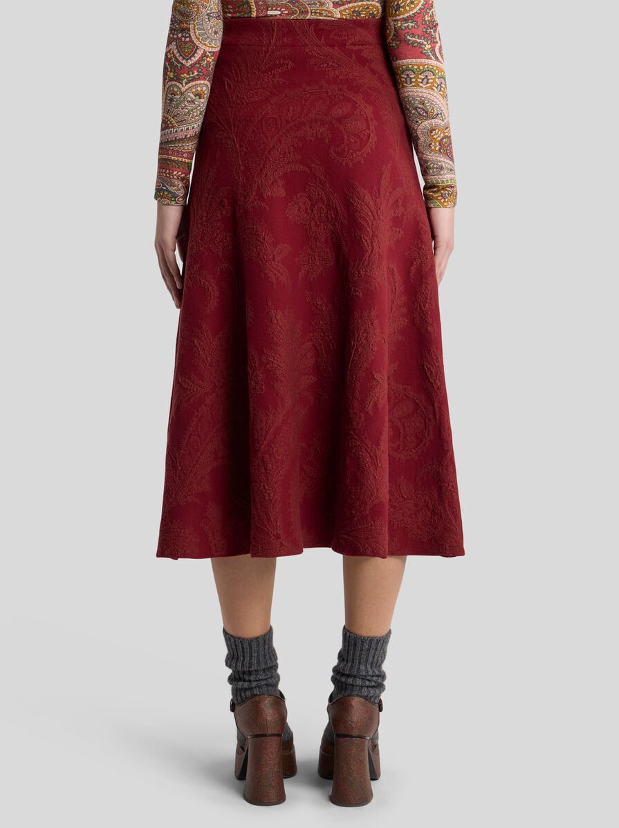 FLORAL PAISLEY JACQUARD MIDI SKIRT - 4