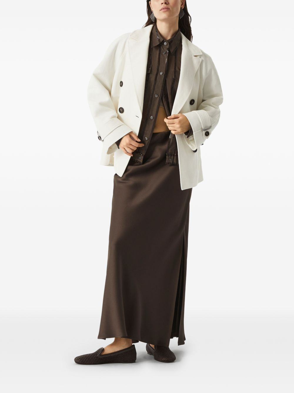 Monili bead-embellished peacoat - 2