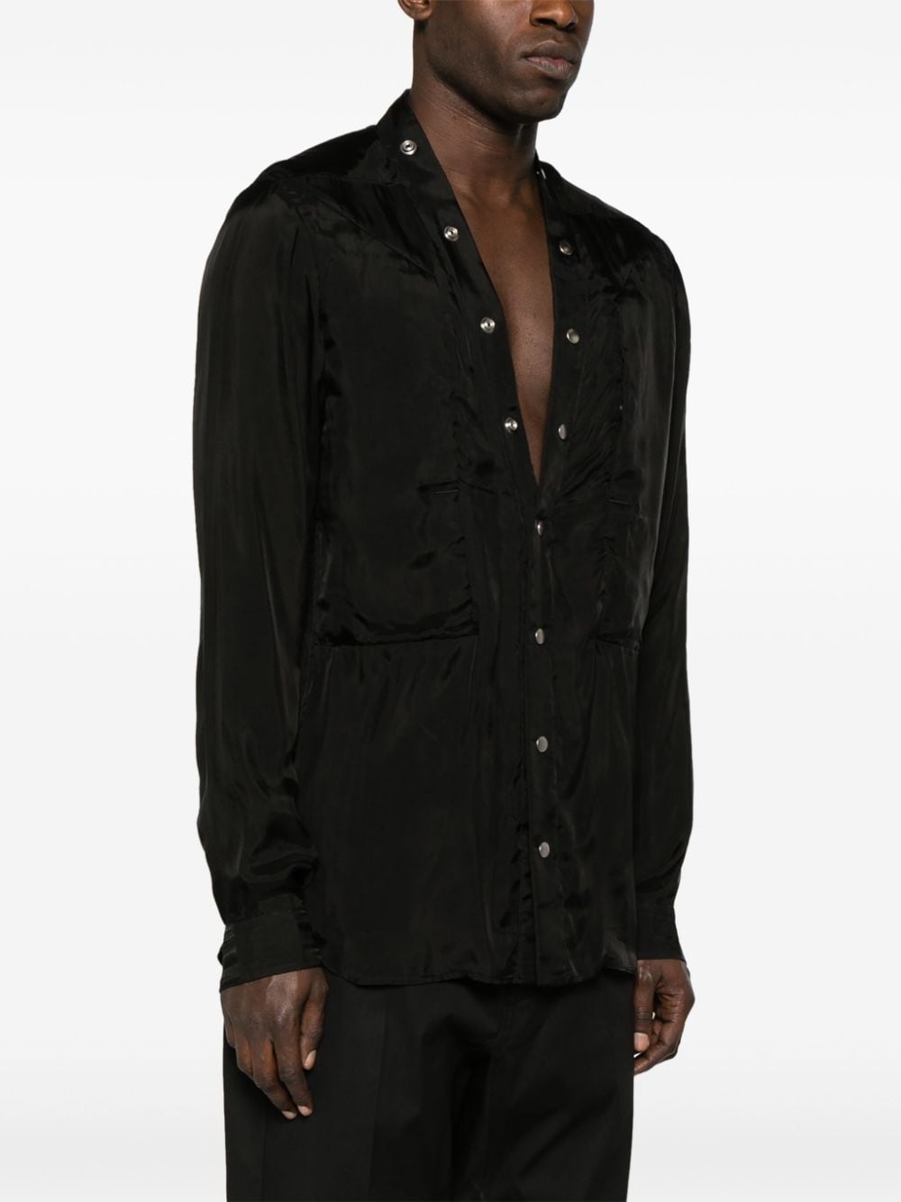 V-neck satin-finish shirt - 3