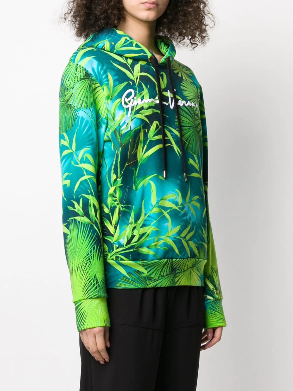 leaf print hoodie - 3