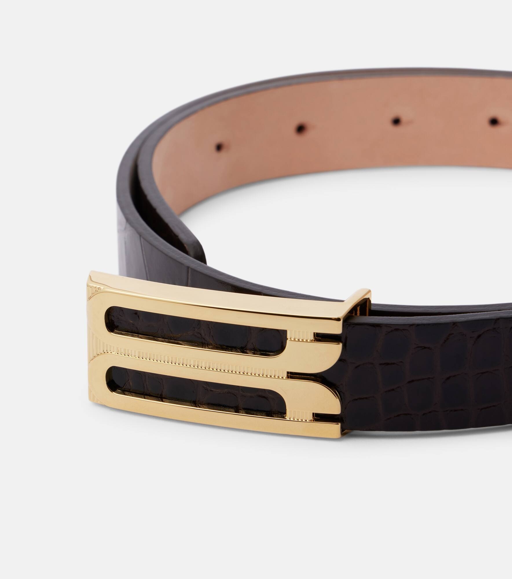 Croc-effect leather belt - 3