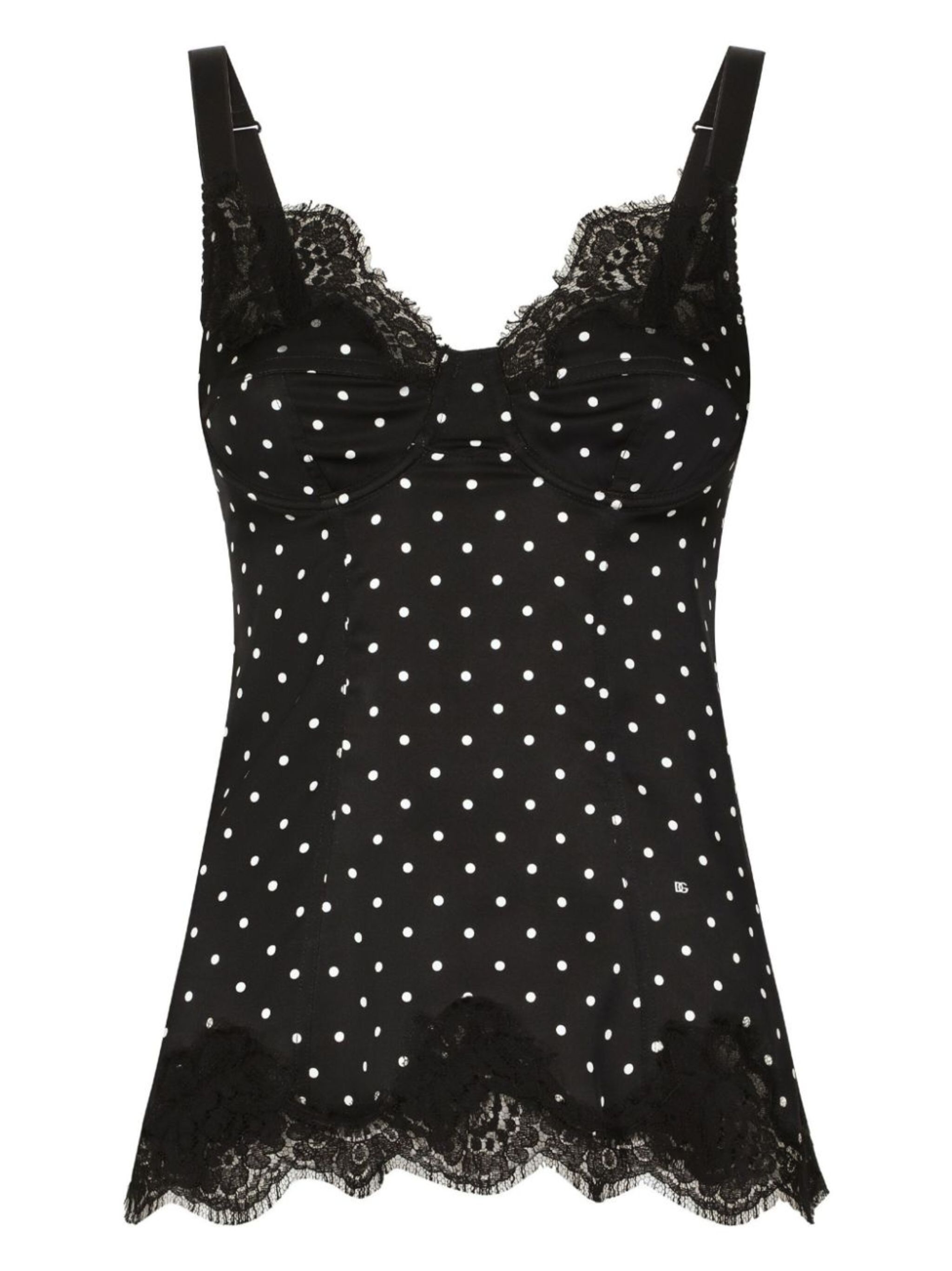 polka dot-print lace top - 1