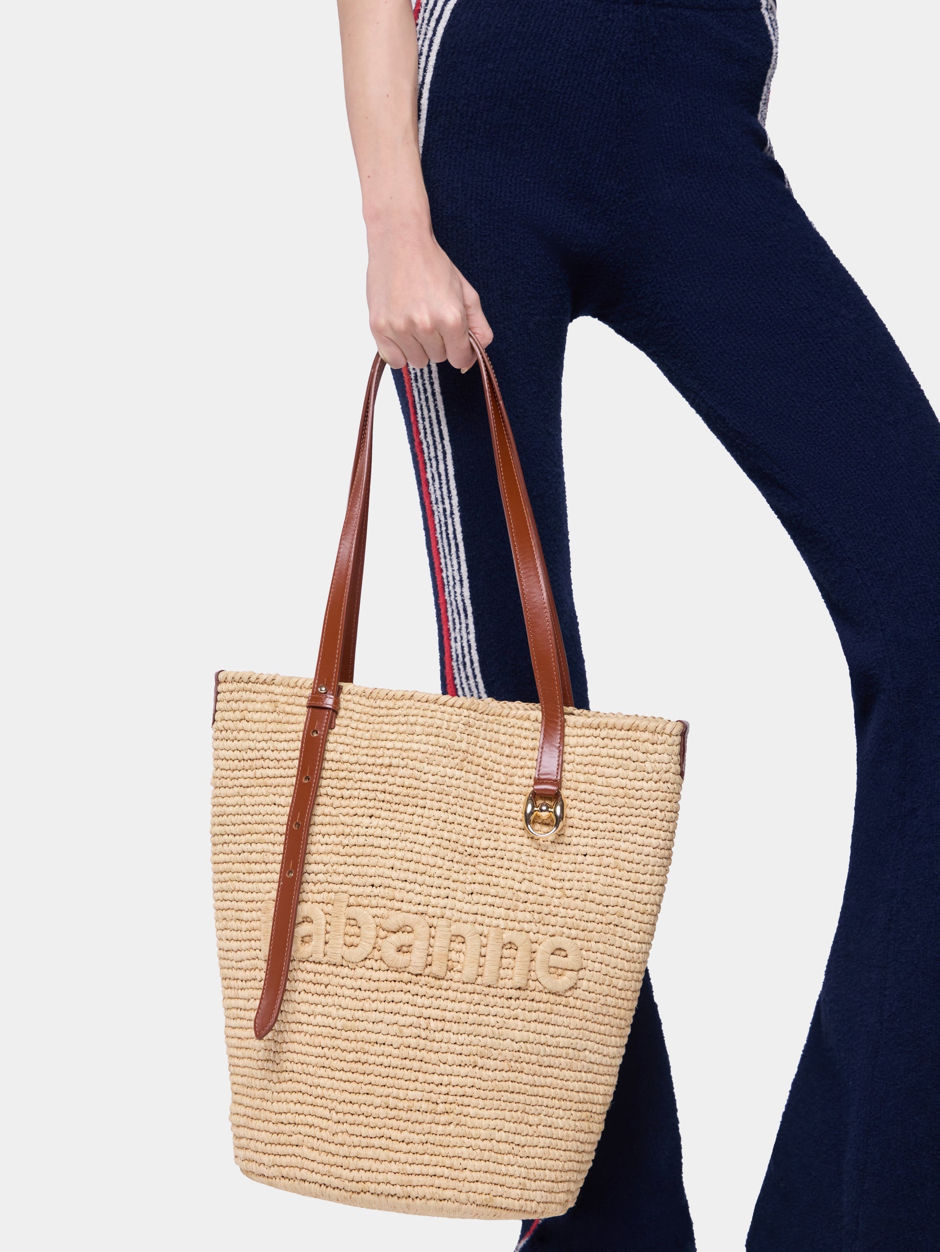 NATURAL RAFFIA TOTE BAG WITH CHARMS - 4
