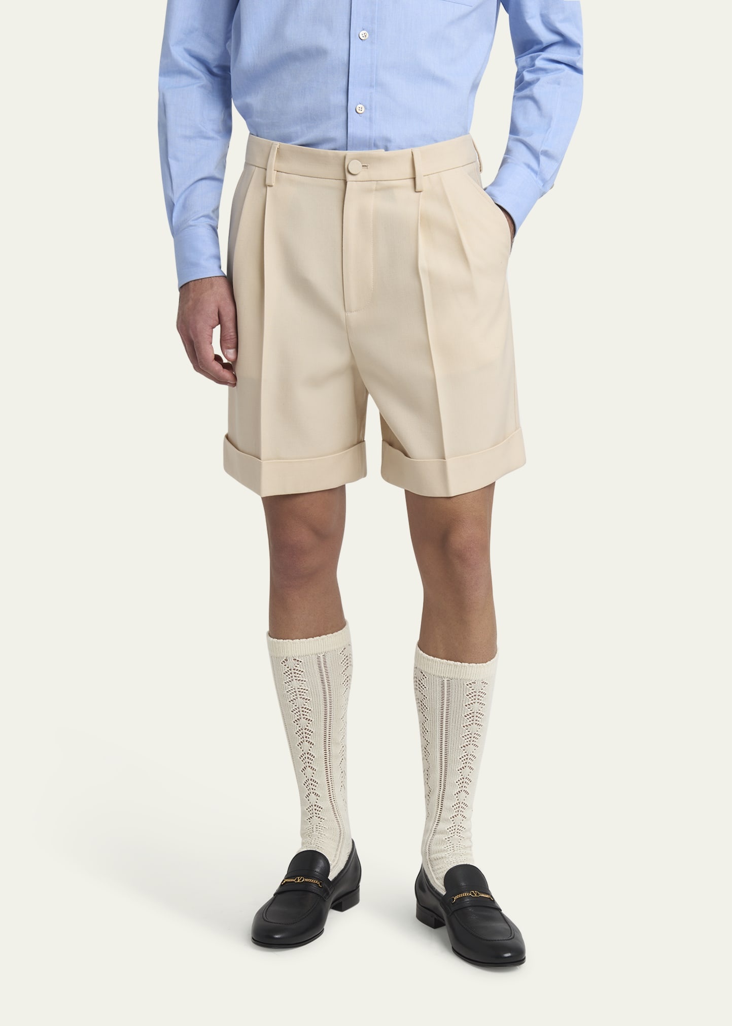 Men's Gabardine Pleated Bermuda Shorts - 4