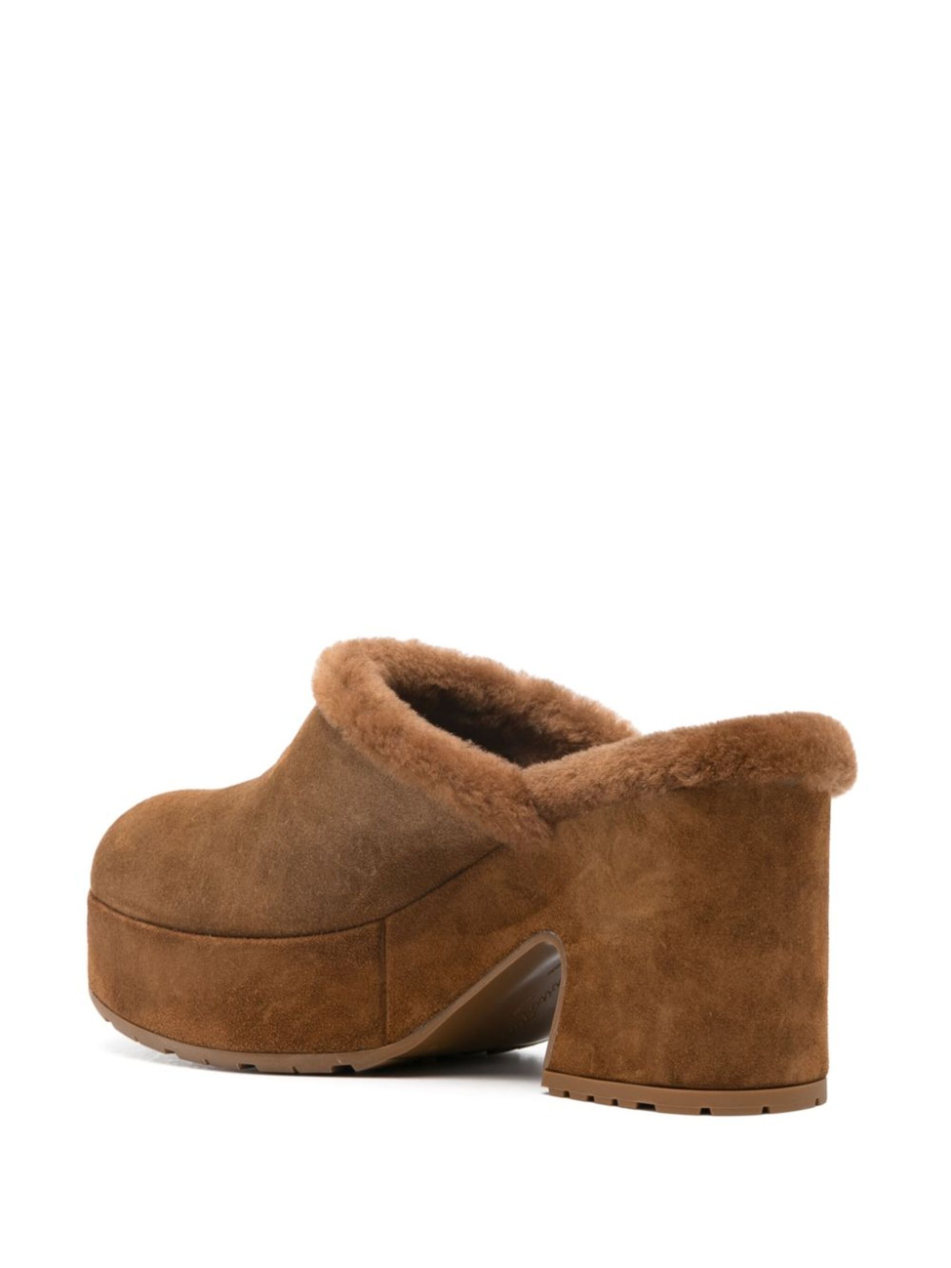 Brown 95mm Platform Suede Mules - 3