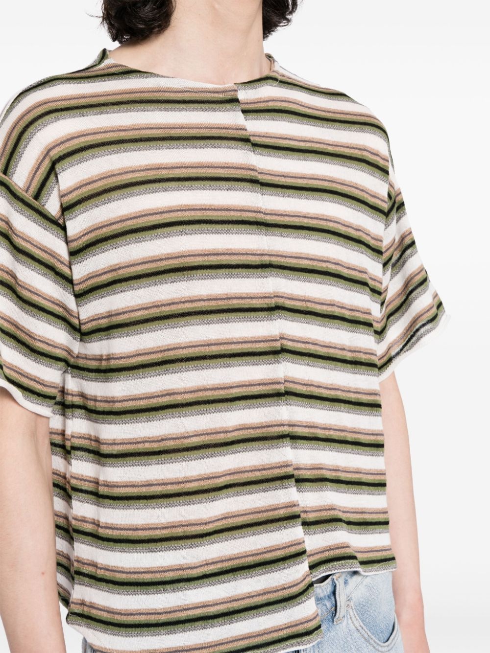 patchwork striped T-shirt - 6