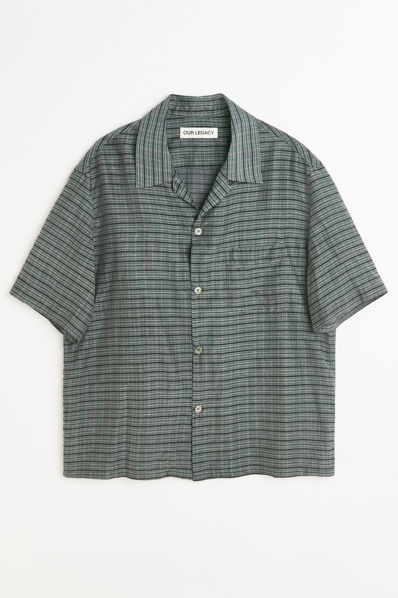 Heusen Shirt Shortsleeve Picnic Check Cotton Silk 1