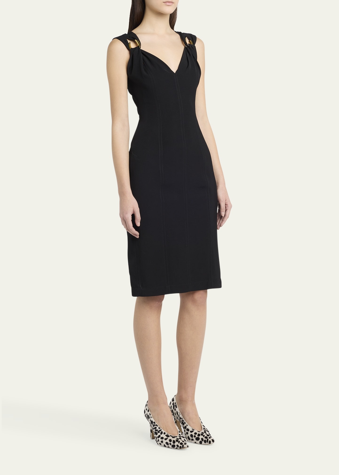 Buckle Sleeveless Grainy Viscose Linen Dress - 4
