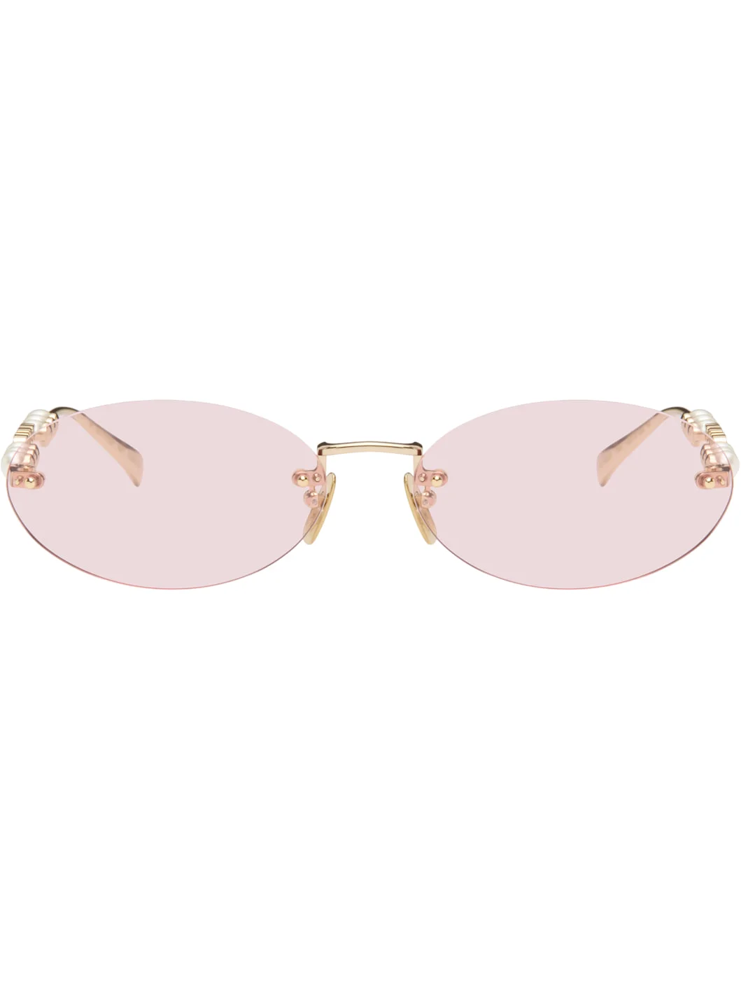 Gold Pearl Oval Frame Sunglasses - 1