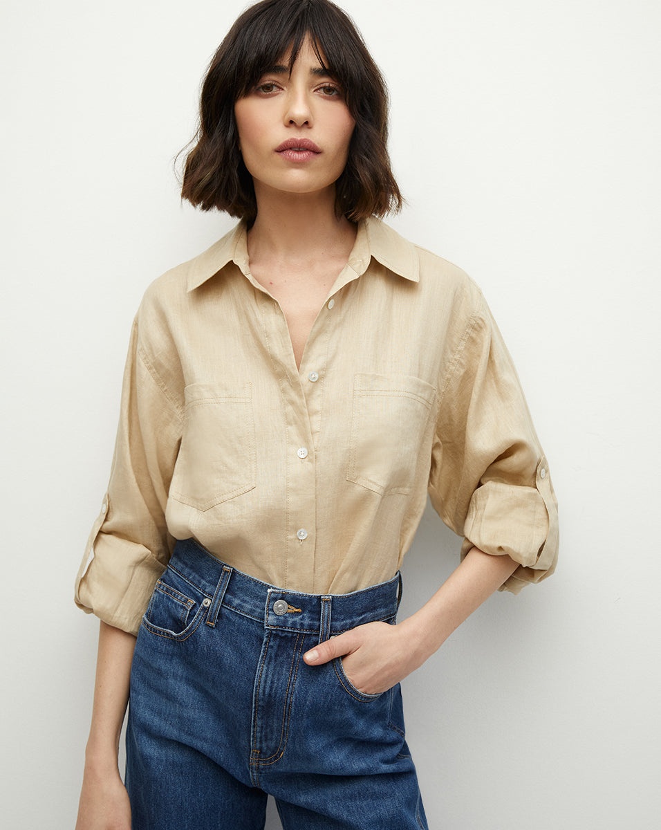 GIL LINEN BUTTON-DOWN TOP - 2