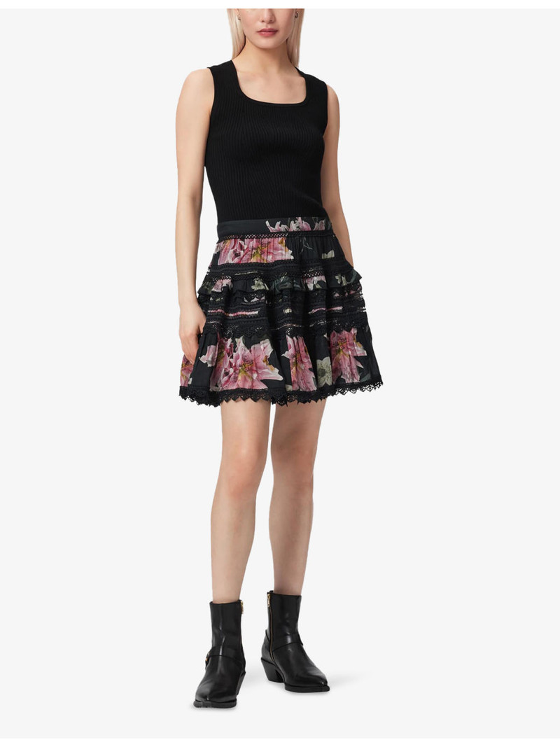 ALLSAINTS Zora Flora-Print Woven Mini Skirt outlook