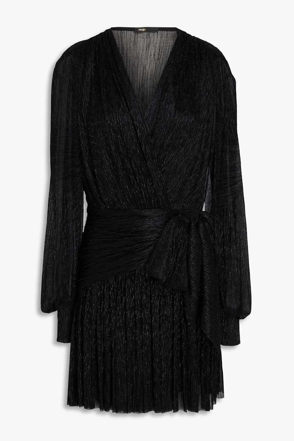 Wrap-effect metallic tulle mini dress - 1