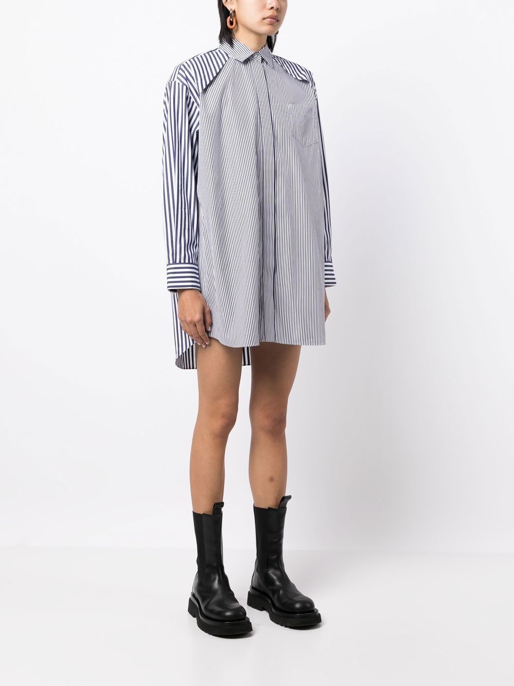 striped-panelled shirt dress - 6