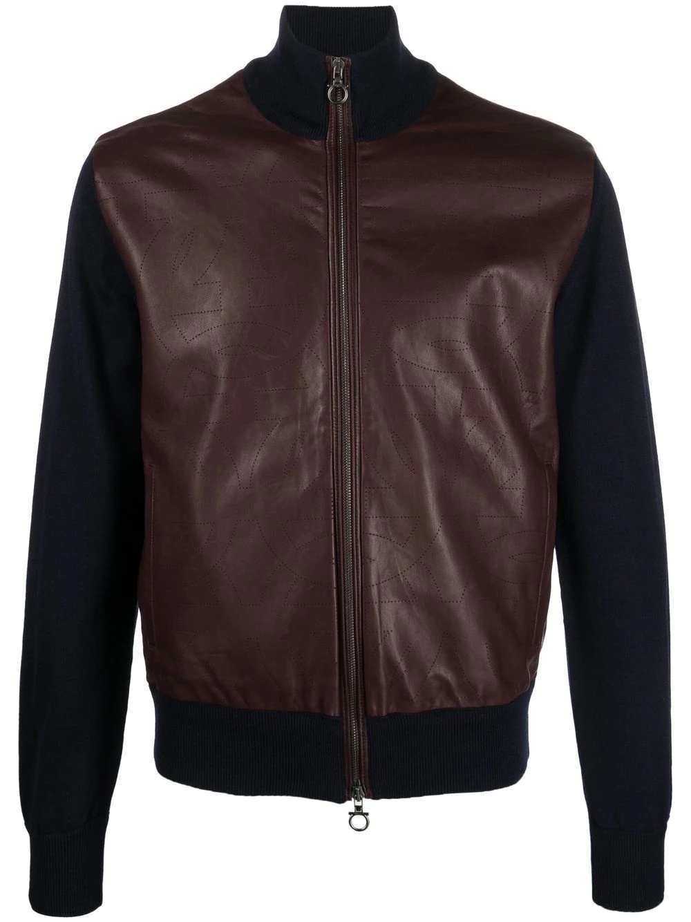 panelled leather jacket - 1