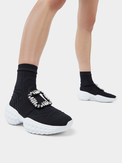 Roger Vivier Viv' Run Light Socks Strass Buckle Ankle Boots in Fabric outlook