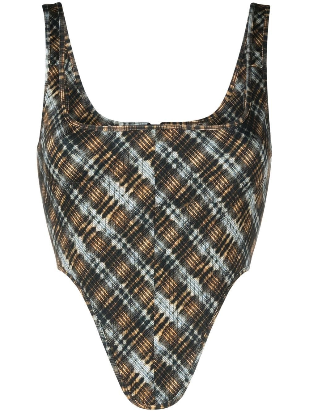 sleeveless boned-bodice corset - 1