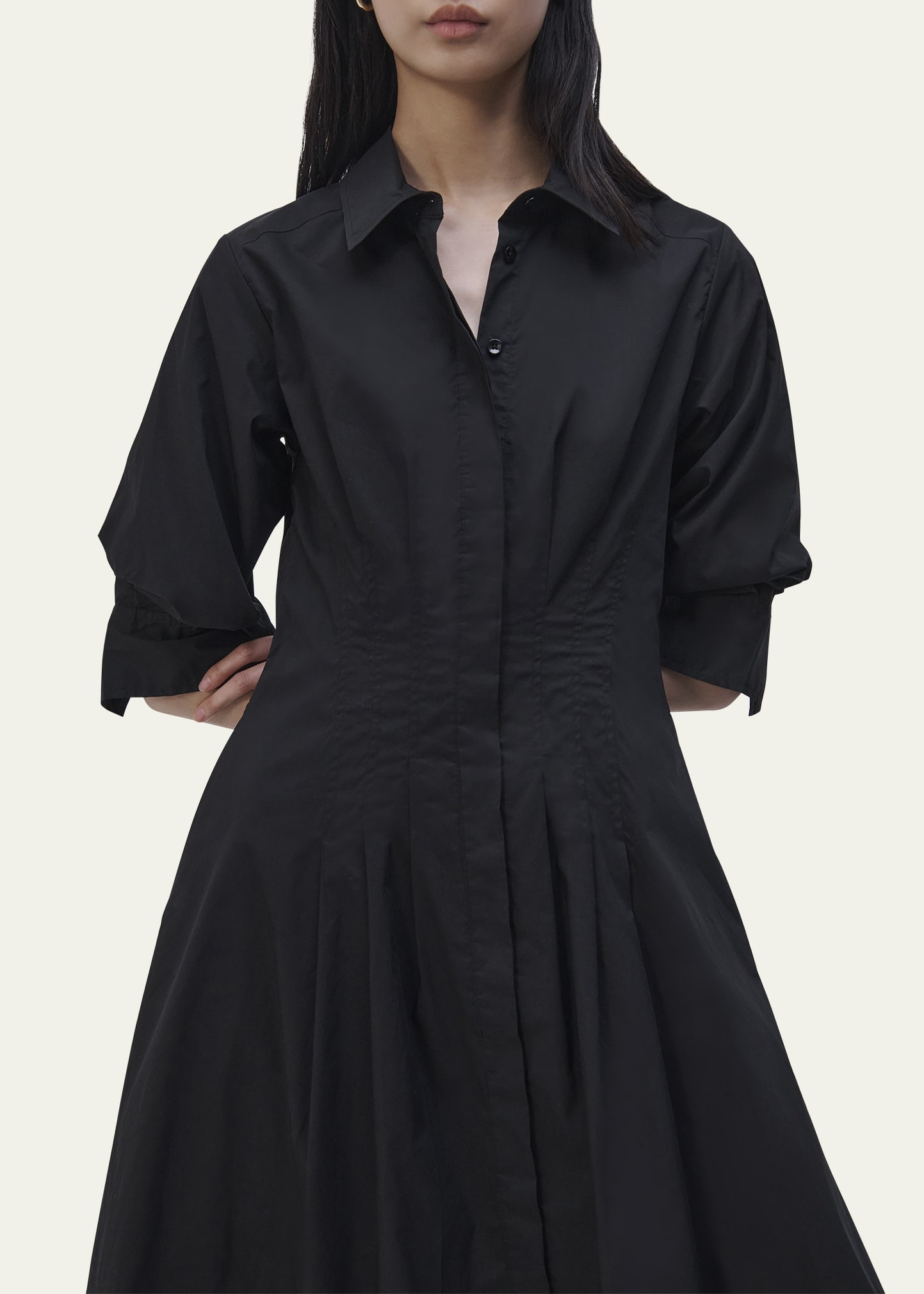Jazz Core Cotton Poplin Pintuck Midi Dress - 5