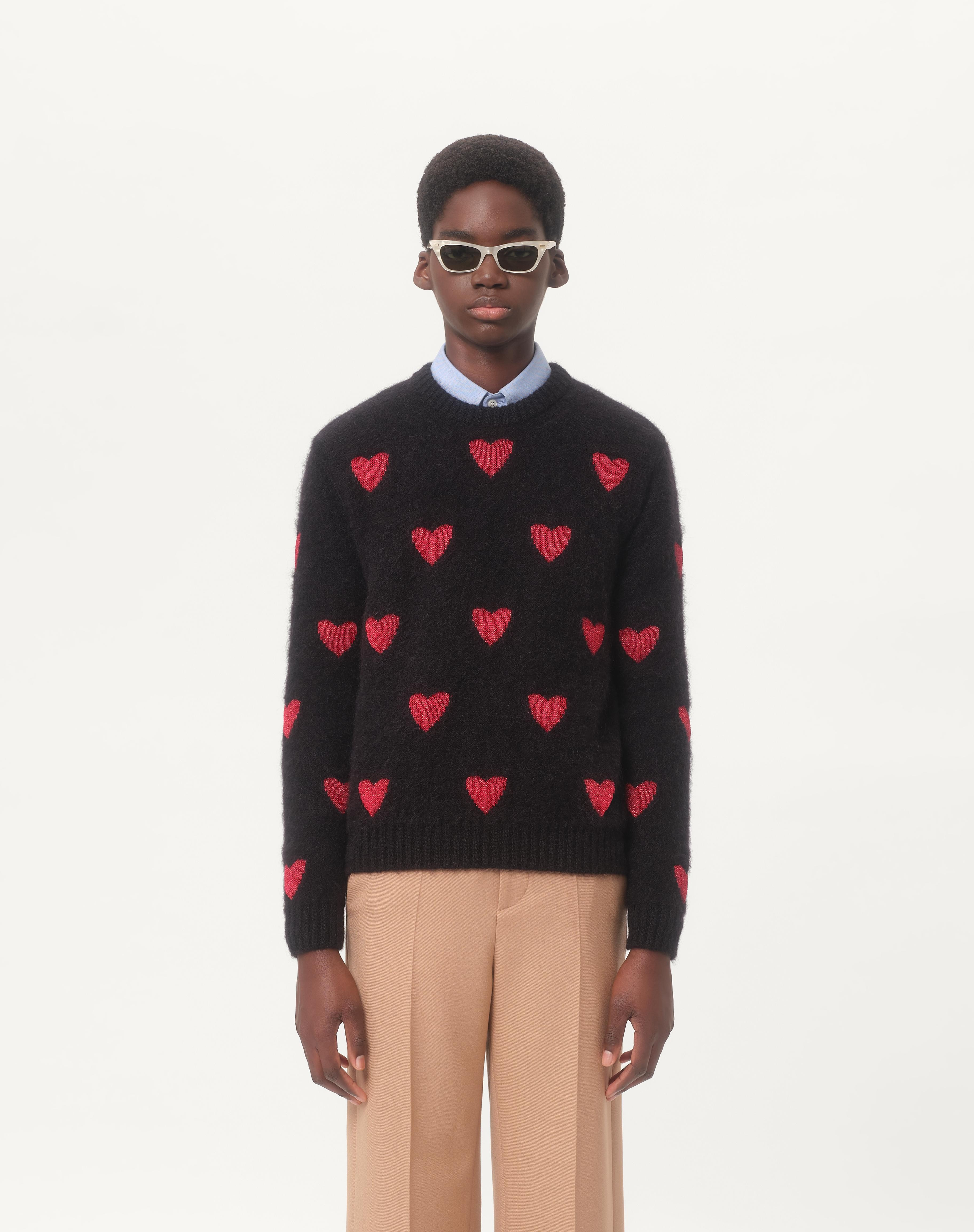 MOHAIR WOOL AND LUREX SWEATER WITH HEART JACQUARD PATTERN - 4