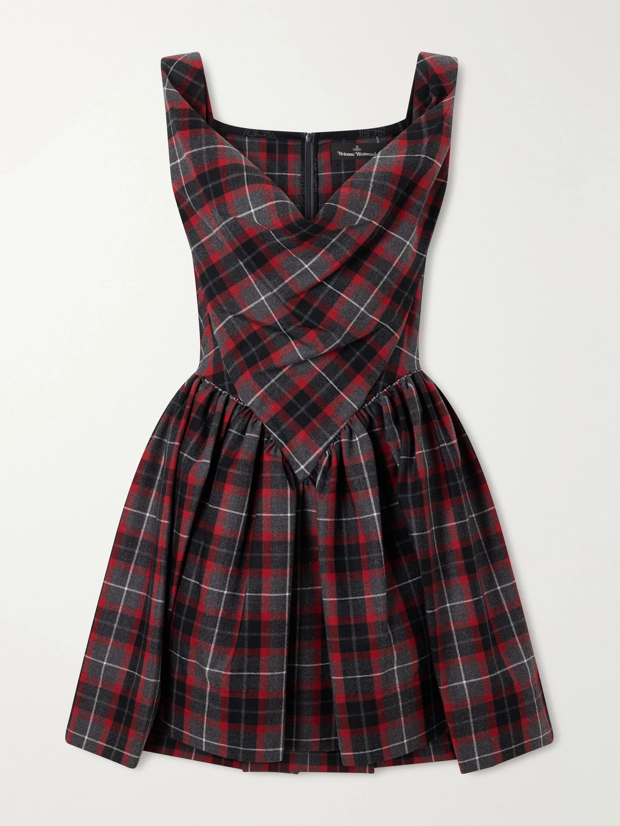 Sunday Draped Checked Wool-blend Mini Dress - 1