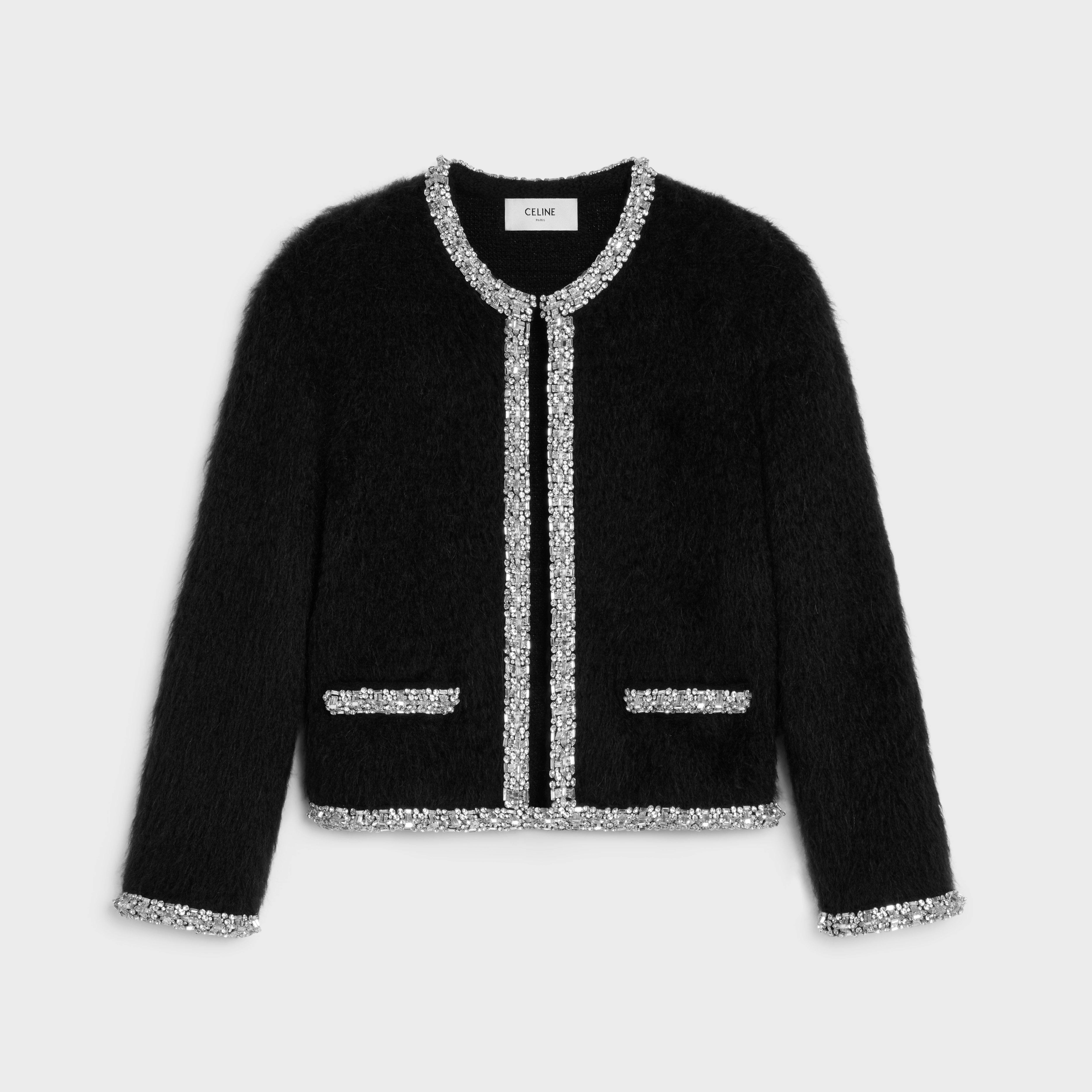 embroidered cardigan in brushed mohair - 1