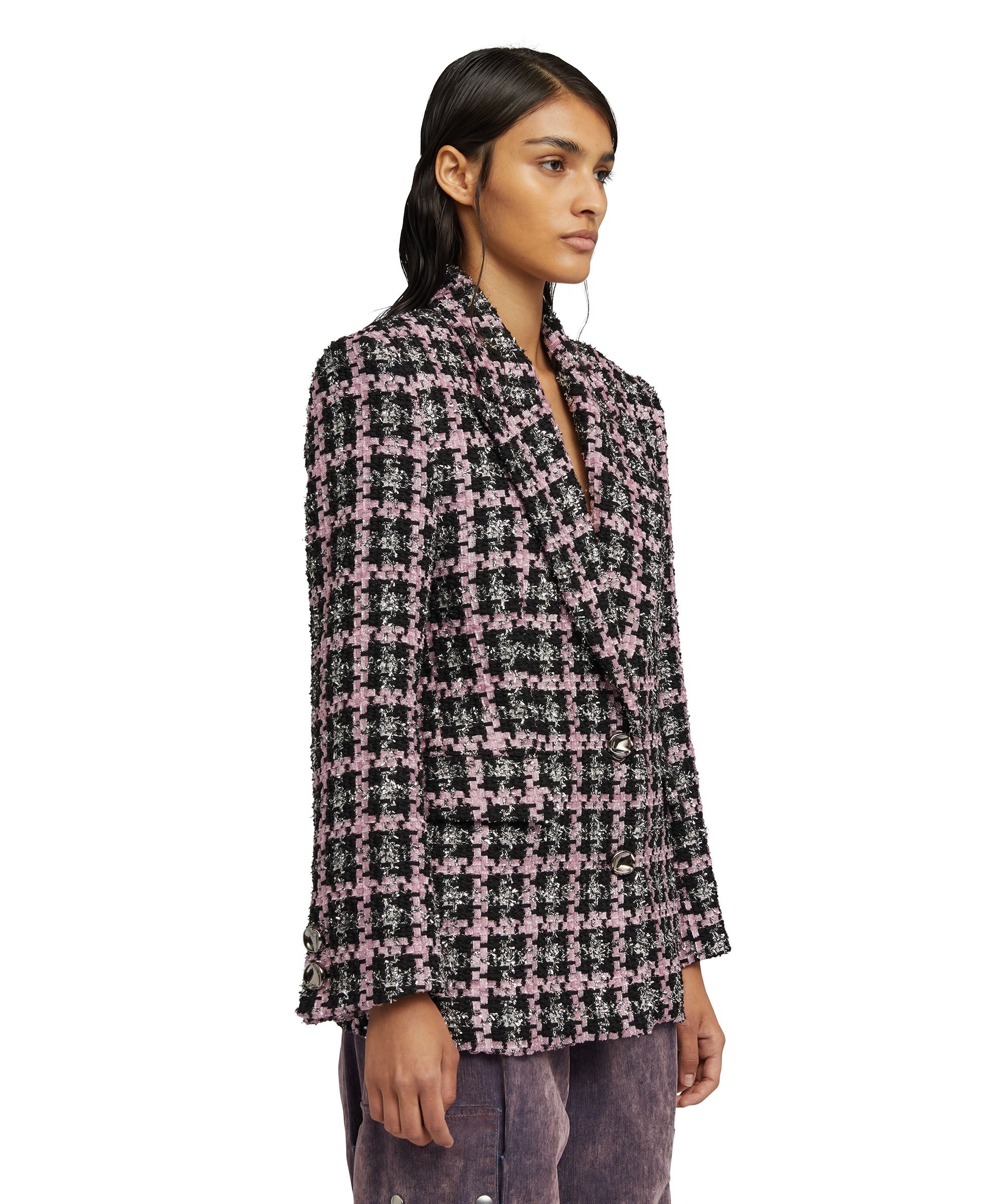 Double-breasted jacket with "Lurex Check Tweed" motif - 4