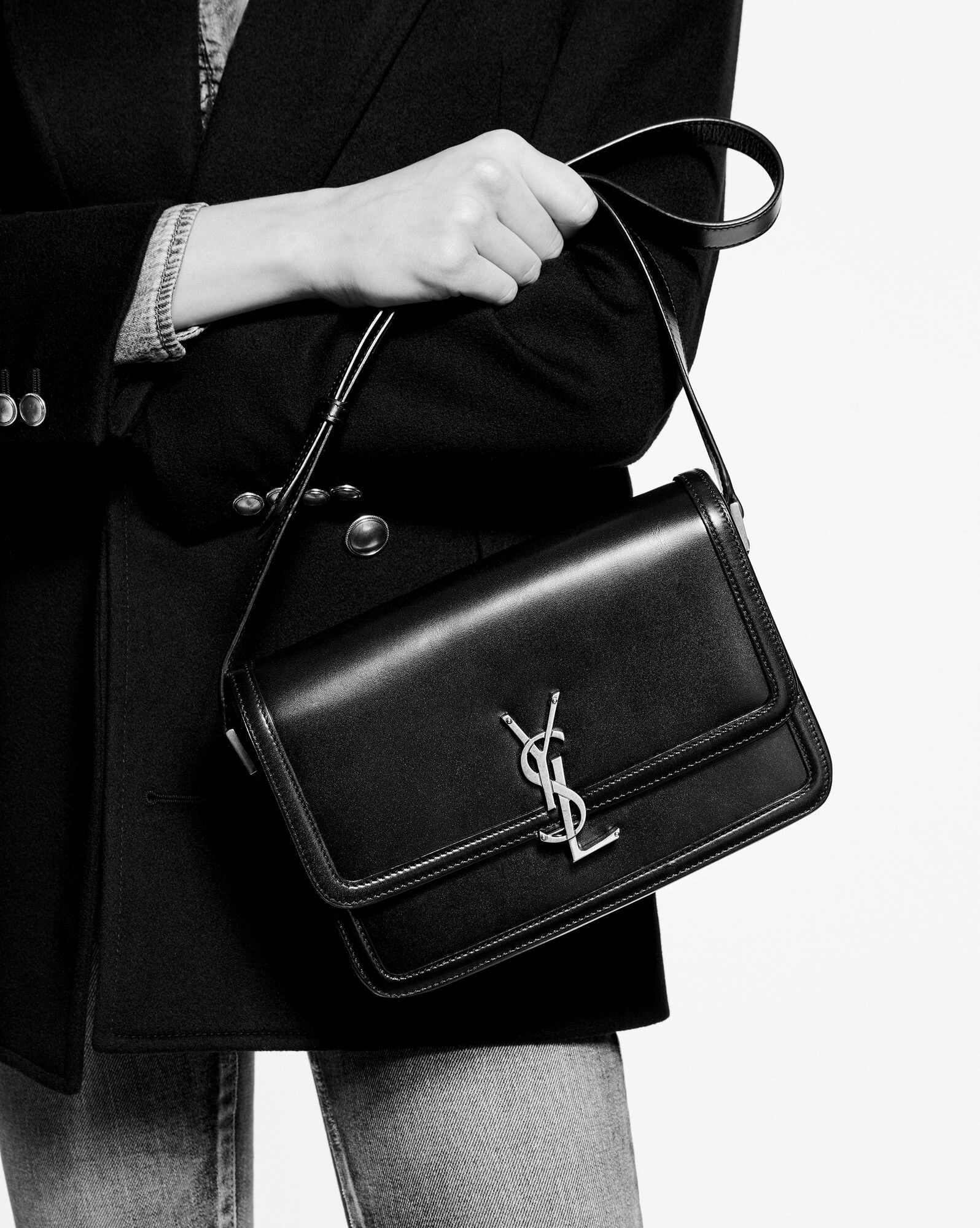 solferino medium satchel in box saint laurent leather - 2