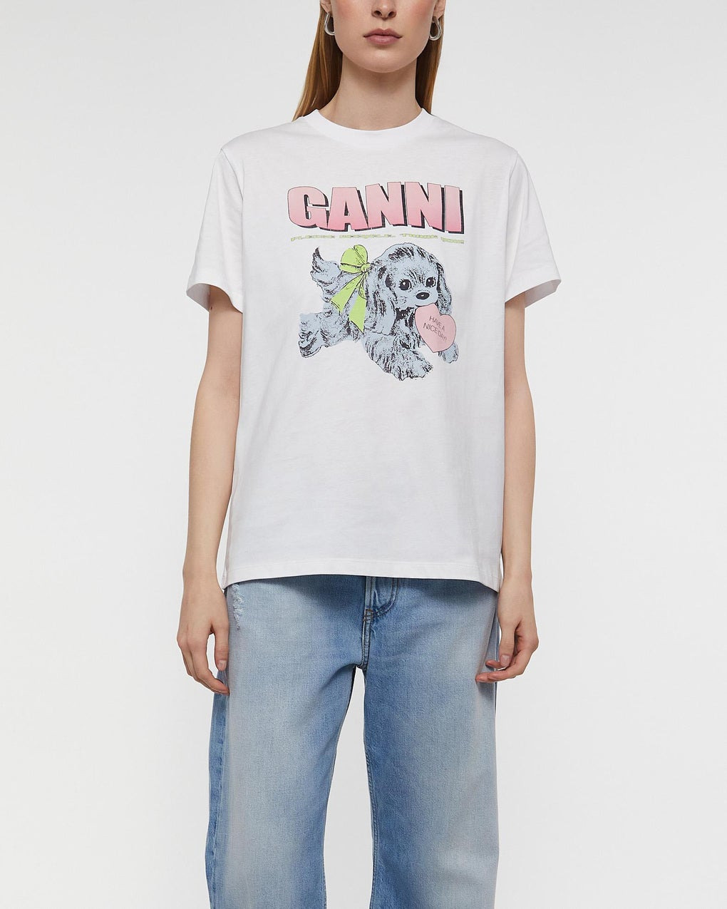 T-shirt Basic Cotton Jersey Neon Puppy White - 2