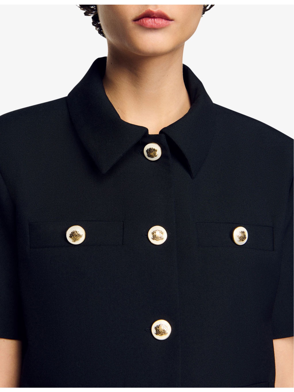 Short-sleeved cropped wool-blend jacket - 5