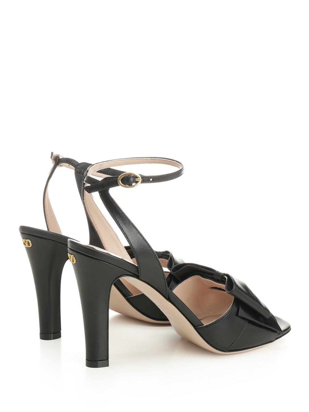 Sandal | Valentino Garavani Bowow | T. 95 | Capretto/Antique Brass Logo Sandals Black - 3