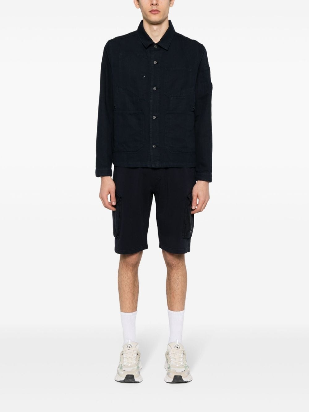 logo-embroidered cotton shorts - 2