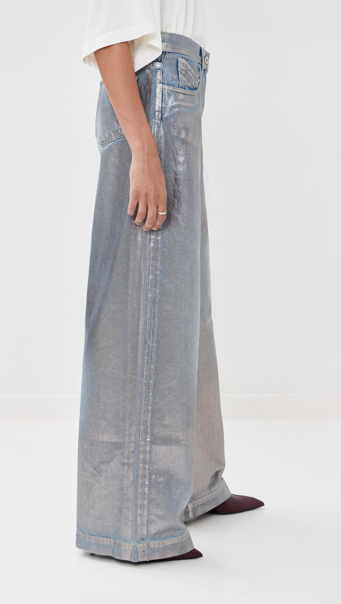 Metallic Denim Jeans - 3