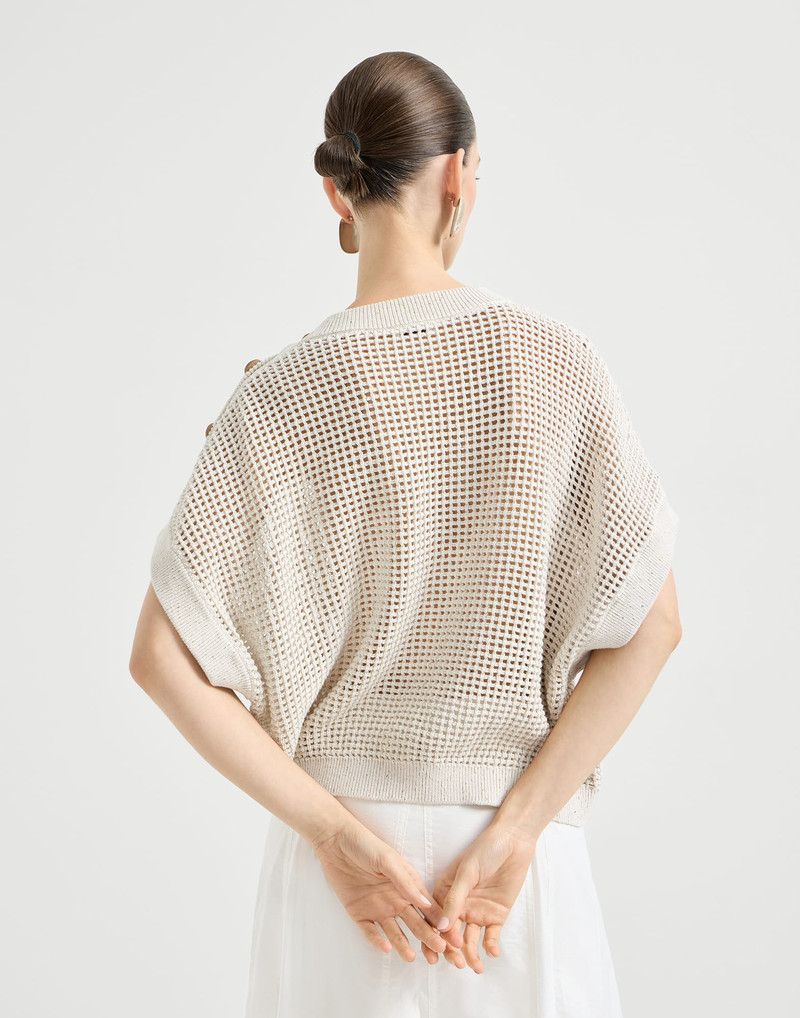 Brunello Cucinelli Cotton net sweater with dazzling details outlook