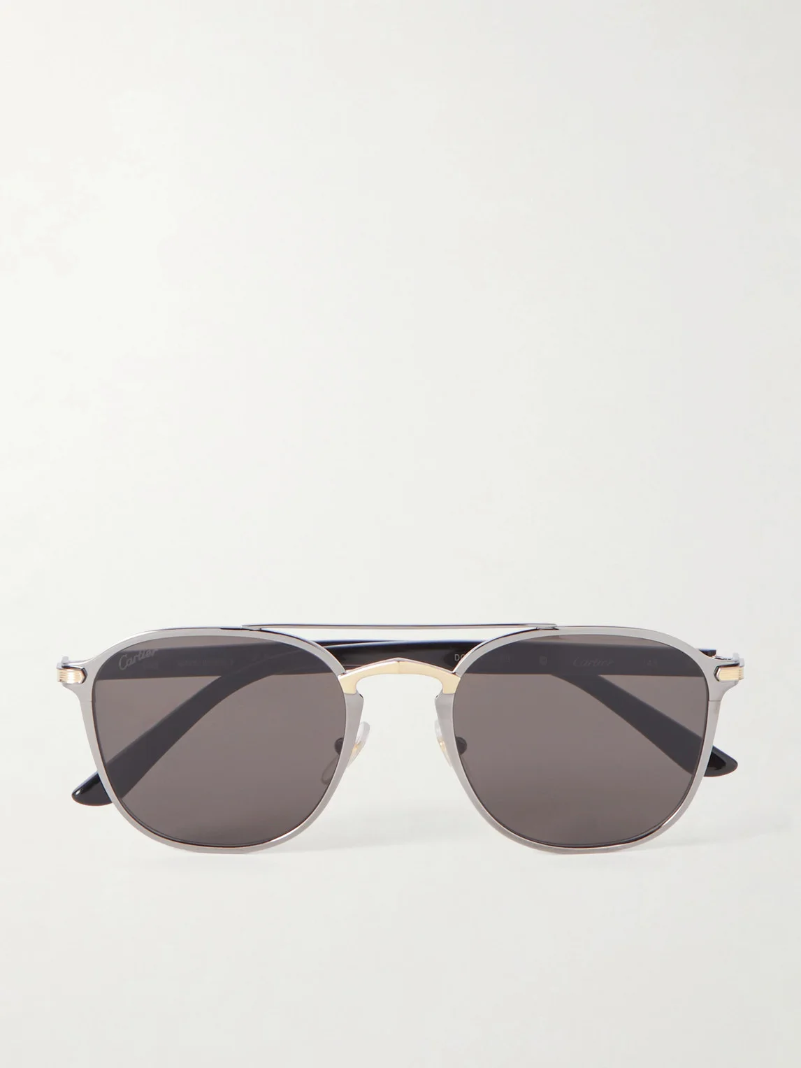 Aviator-Style Gunmetal, Gold-Tone and Acetate Sunglasses - 1