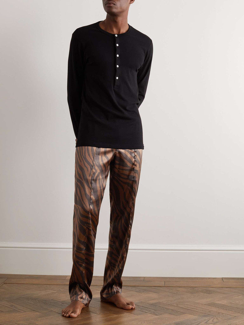 TOM FORD Logo-Appliquéd Animal-Printed Velvet-Trimmed Silk-Blend Pyjama Trousers outlook