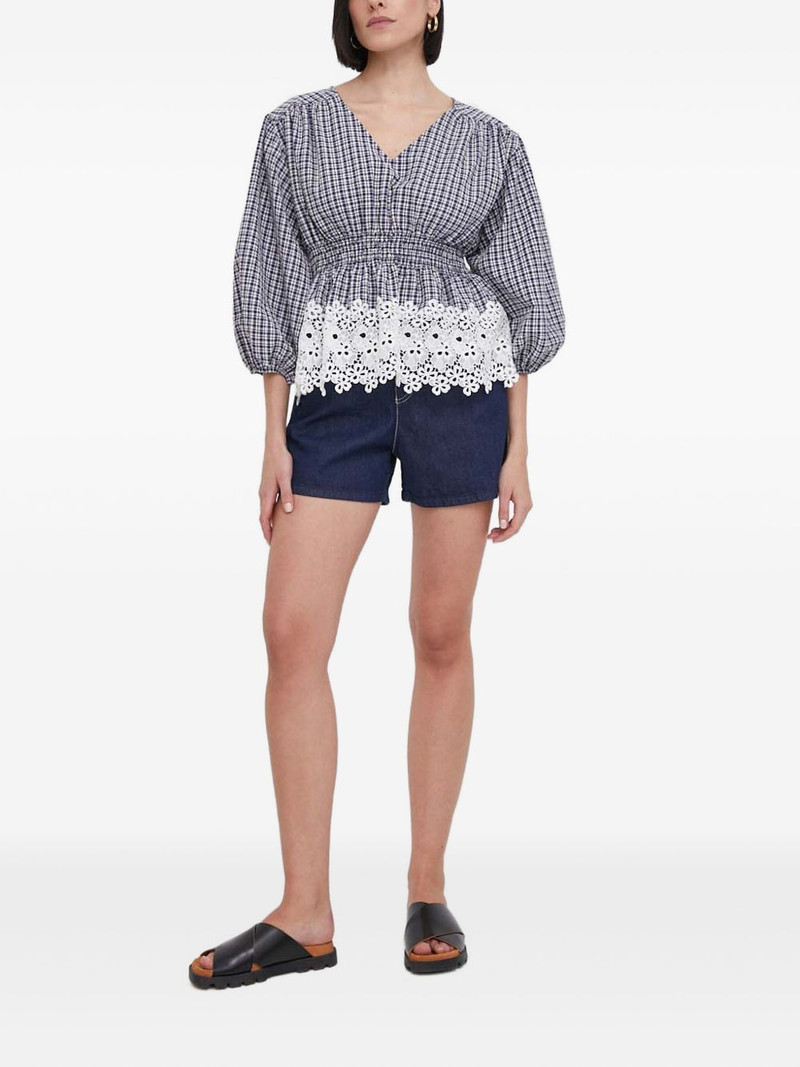 Barbour gingham lace-trimmed top outlook