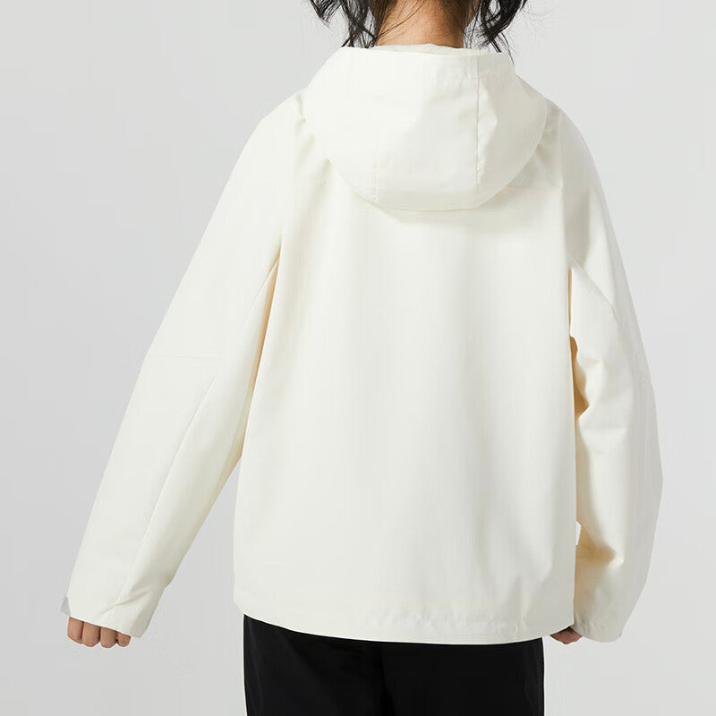 (WMNS) Under Armour Solid Color Outdoor Training Fitness Woven Jacket 'White Black' 23600402-101 - 3