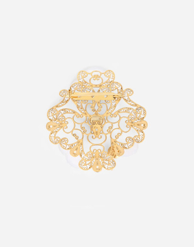 Dolce & Gabbana Metal brooch with resin flower outlook