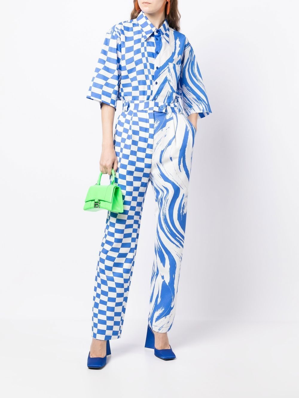 mix-print oversized shirt - 2