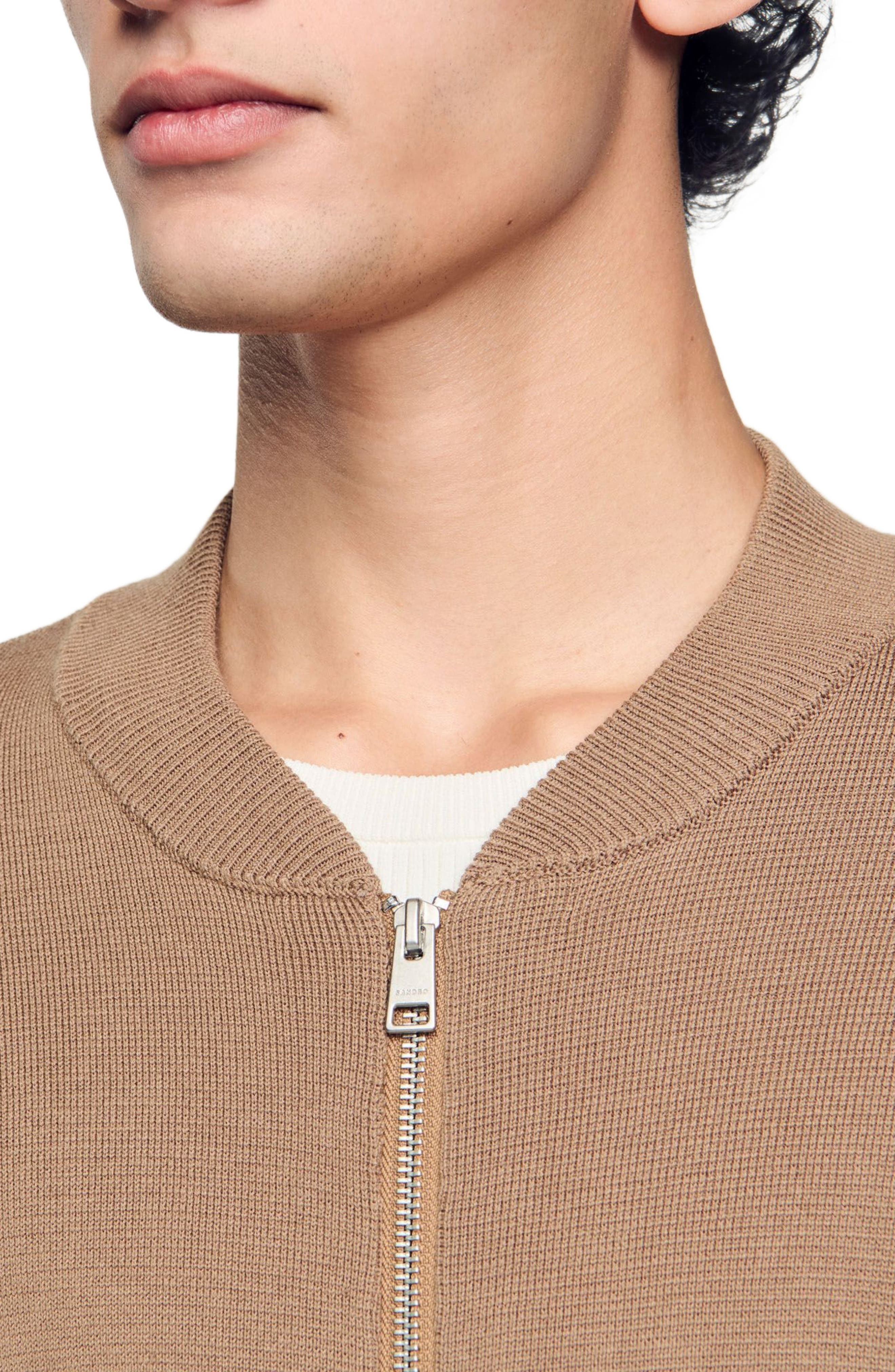 SANDRO Knit jacket in Dark Sand at Nordstrom - 4