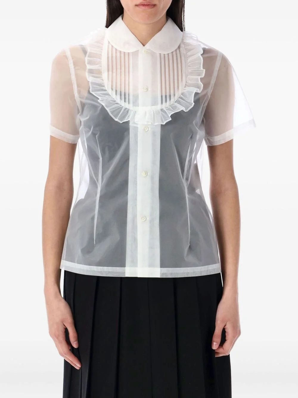 ruffled sheer shirt - 1