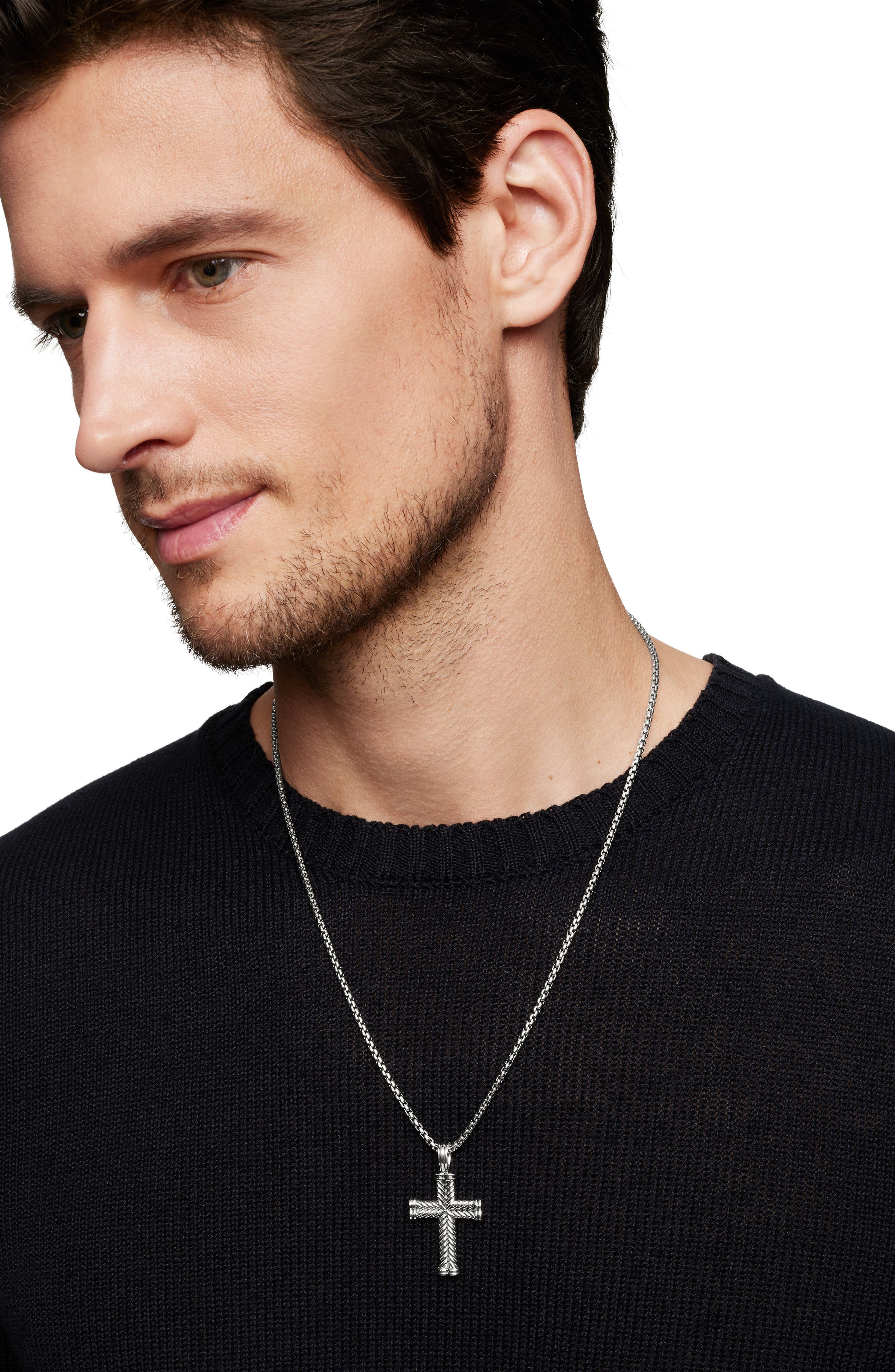 David Yurman Men's Chevron Cross Pendant, 33.5mm in Silver at Nordstrom - 3