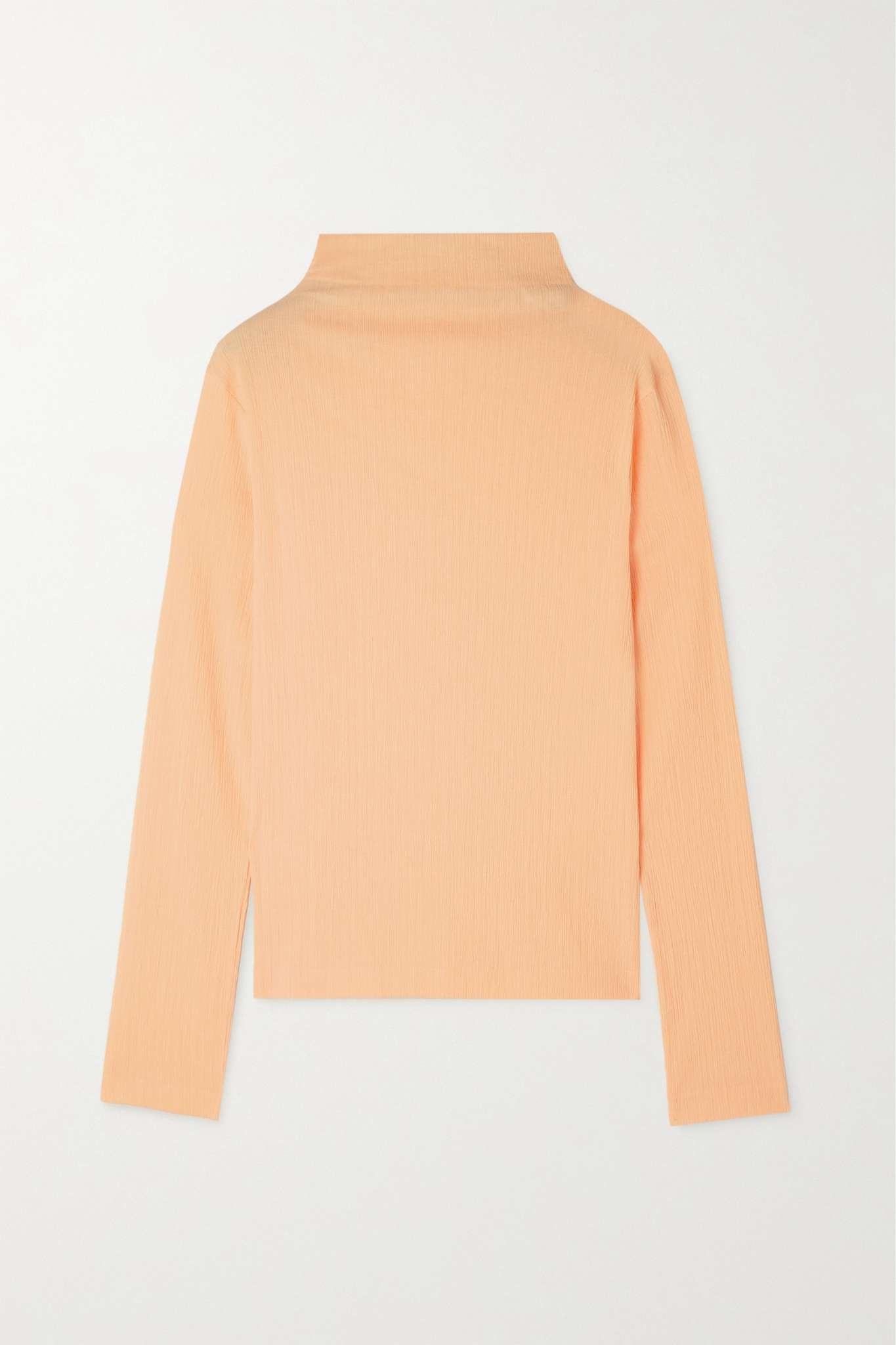 Crinkled cotton-blend jersey turtleneck top - 1