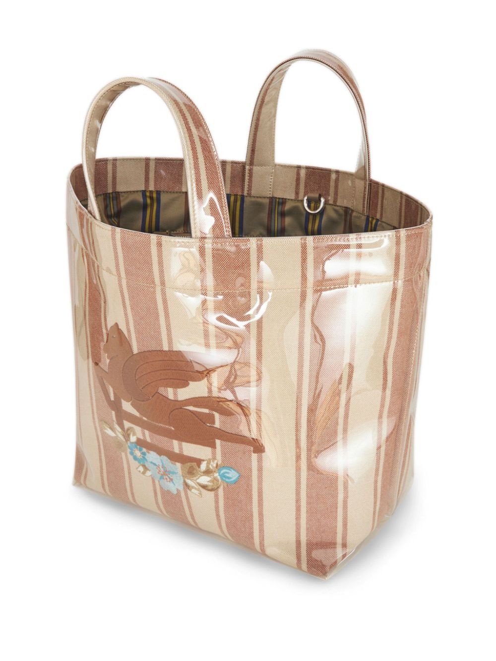 large Pegaso-motif striped-jacquard tote bag - 6