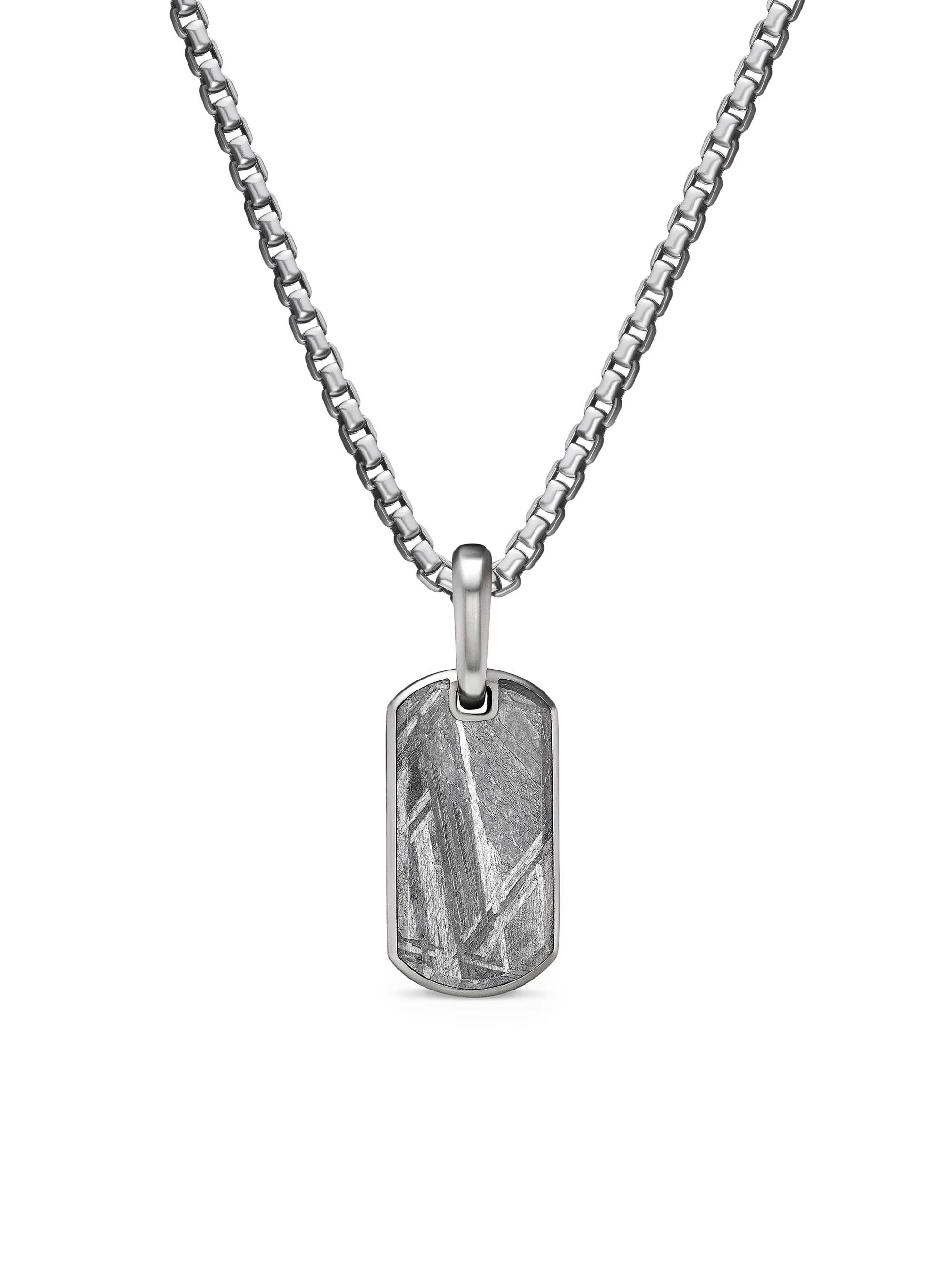 Men's Chevron Tag in Sterling Silver - Meteorite - 1
